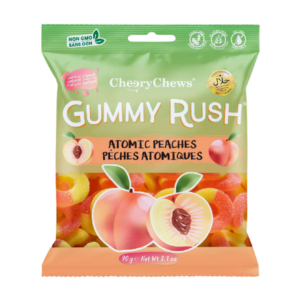 Gummy Rush Atomic Peaches Gummy Candy 3.1oz 12ct